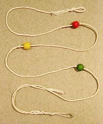 A typical Brock String with three beads. Other strings are longer with more beads. 